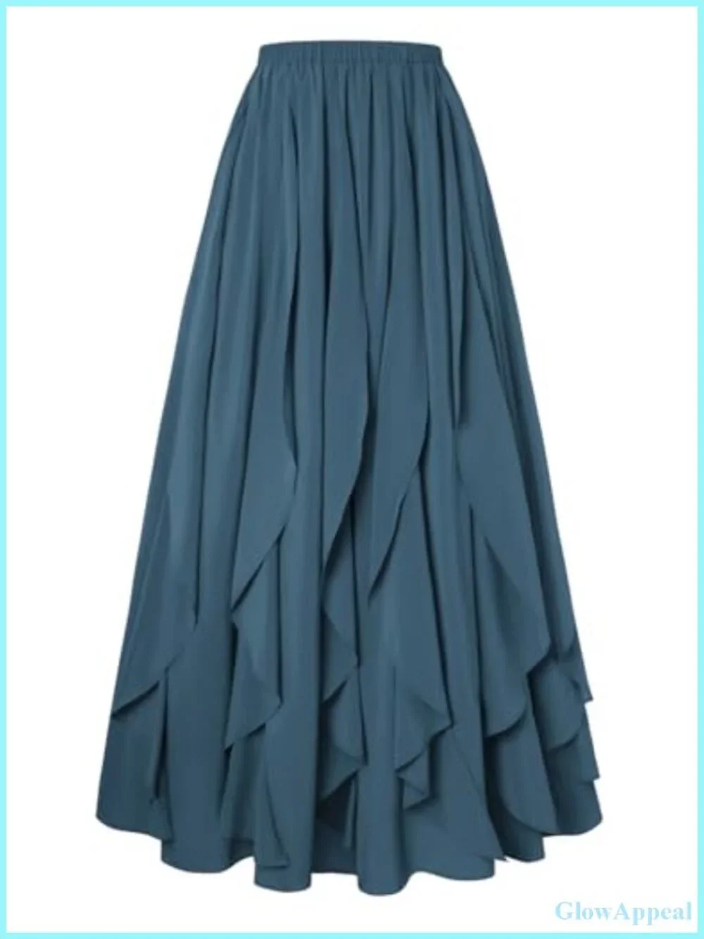 Boho Renaissance Maxi Skirt Flowy Ruffle Chiffon Elastic High Waist